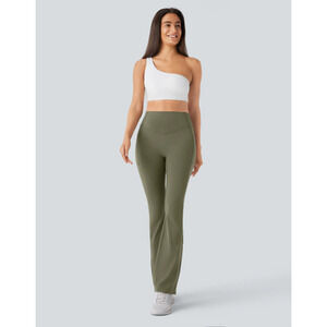 NWT Halara Women Army Green High Rise Flare Yoga Pants Sz M Stretch Athleisure